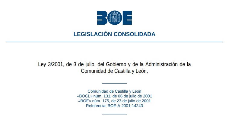 Test de la Ley 3/2001, de 3 de julio, del Gobierno y de la Administración de la Comunidad de Castilla y León